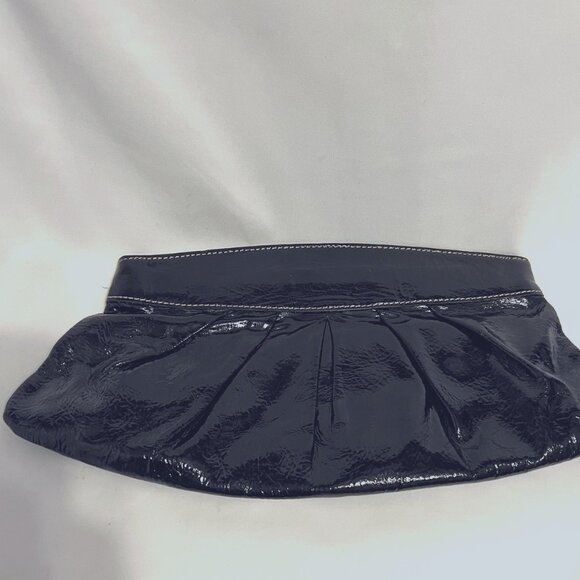 Fossil Black Leather Y2K Clutch Metal Frame Snap Shut Purse-Casual-Dinning - Picture 2 of 12